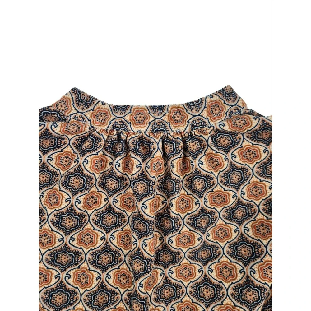 Banana Republic Corduroy V-Neck Puff Sleeve Blouse Womens XS Retro 60s Top